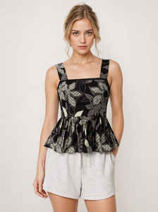 Blusa Casual de Verano sin Mangas con Estampado Floral para Mujer, 100% Algodón Transpirable, Diseño Peplum, Proveedor OEM/ODM - Product Image 3