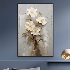 Pintura de pared impermeable moderna al por mayor personalizada pintura al óleo de Arte de pared de flores blancas - Product Image 4