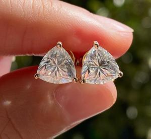 Classic Round Brilliant Moissanite Stud <b>Earrings</b> in 925 Sterling <b>Silver</b> Luxury Fashion Jewelry for Women and Girls - Product Image 3