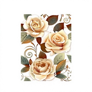 Carreaux muraux imprimés brillants, revêtements muraux décoratifs en céramique, motif floral goutte d'eau, 300 x 450 mm pour intérieur - Product Image 1