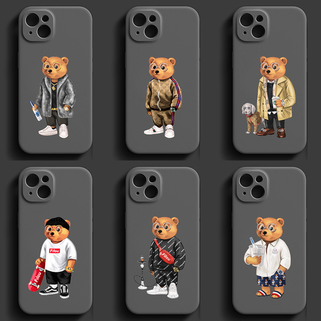 For 15/14/13 Pro Max/16 Pro Max 2024 Bear TPU+PC Shockproof Sports Design Mobile Phone Case by RUIZHILONG