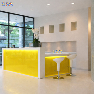 Elegante Oficina Corporativa Recepción en forma de L Luz Led blanca Clínica médica Recepción Escritorio Moderno Hotel Resort Recepción Escritorio - Product Image 4