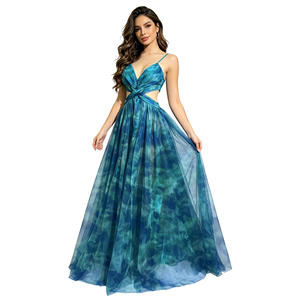 <span class=keywords><strong>Robe</strong></span> longue de soirée en mousseline naturelle imprimée aquarelle, à bretelles spaghetti et <span class=keywords><strong>d</strong></span>écoupes, multicolore, fluide, pour les vacances ou les demoiselles <span class=keywords><strong>d</strong></span>'<span class=keywords><strong>honneur</strong></span> - Product Image 3