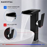 Robinet de lavabo SANIVITAL à cascade sans contact, design moderne, monotrou, montage sur comptoir, en acier inoxydable brossé, pour salle de bain