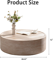 Table basse ronde en faux travertin, table centrale en MDF avec rebord surélevé pour salon, couleurs personnalisées