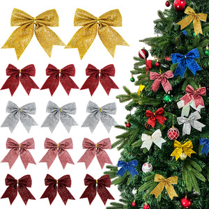 Adorno de lazo de terciopelo dorado brillante transfronterizo para decoración navideña, nudo de cinta para árbol de Navidad - Product Image 1