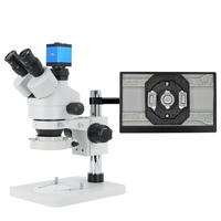 SANQTID TD-745P-720P 7-45X Trinocular Stereomicroscope Mobile Phone PCB Repair HDMI Hybrid Welding Microscope Large Work Table