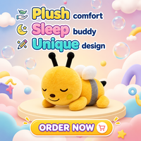 Boneka Lebah Tidur Kuning Kartun, Mainan Hewan Isi Dakron dengan Sayap Lembut dan Wajah Bersulam