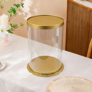 Boîte à gâteau ronde transparente de 4/6/8/10 pouces à faible MOQ, boîte d'emballage dorée pour gâteau d'anniversaire et fleurs - Product Image 5