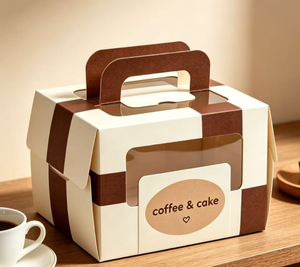 Scatola per Torte Biodegradabile in Carta per Alimenti con Manico e Finestra, Ideale per Pasticceria Domestica - Product Image 1