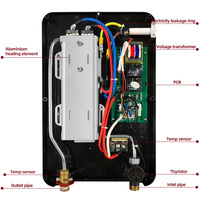 Chauffe-eau électrique instantané mural de haute qualité en acier inoxydable avec bouton tactile IPX4 3 pour hôtel