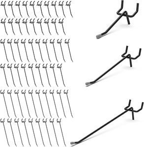 ตะขอแขวนผนังแบบเพ็กบอร์ด ขนาด 2/4/6 นิ้ว 60 ชิ้น สีดำ ผลิตในเวียดนาม ชุดตะขอและรางสำหรับติดตั้งบนเพ็กบอร์ด 60 ตะขอ สไตล์อินดัสเทรียล สีดำ - Product Image 1