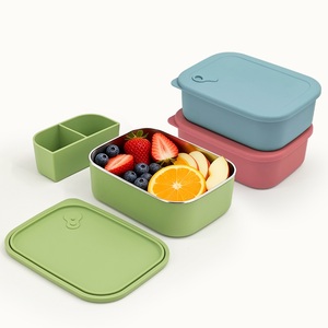 Durable 1200ml <b>Kids</b> Food <b>Storage</b> <b>Box</b> Stainless Steel Silicone Leak Proof Design Microwave Safe Portable Lunch Container - Product Image 3