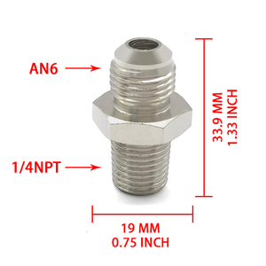 Adaptateur droit 6AN mâle à raccord conique 1/4 NPT mâle, en acier nickelé, pour tuyau de refroidisseur de carburant/huile, pour modification automobile - Product Image 4