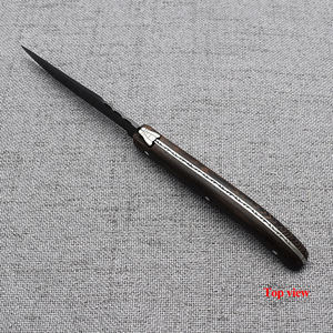 Ensemble de couverts en métal de haute qualité nouveau couteau et <span class=keywords><strong>fourchette</strong></span> à steak de lancement avec manche en bois naturel lame noire pour les cadeaux d'affaires - Product Image 6