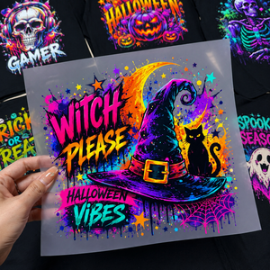 Adesivi DTF Personalizzati per Halloween in Confezione Mista con Stampa di Zucche, Fantasmi e Ragni per Negozi di Stampa - Product Image 1