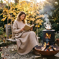 Brasero extérieur en acier Corten, durable, pour bois et charbon de bois, pour jardin