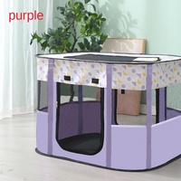 Boîte de mise bas ovale pliable en tissu pour chats et petits chiens - Enclos pour animaux de compagnie avec espace de mise bas pour chiots et chatons