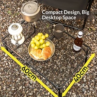 Table pliante en fer PRIMITIVE pour le camping, les pique-niques, les barbecues, la plage, les repas - Meubles d'extérieur ultra-légers empilables avec pieds pliants