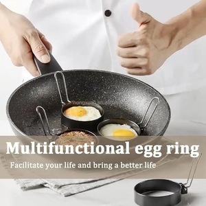Stainless Steel Egg Ring Black Non Stick Egg Mold <b>Pancake</b> Ring Meat Patty <b>Maker</b> Kitchen Cooking Tool Set 6 Pack - Product Image 4