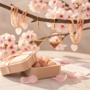 Wholesale Fashionable Gemstone <b>Ball</b> & Globe Love Theme Handmade Jewellery Set Natural <b>Crystal</b> Aventurine Peach Gift Occasions - Product Image 3