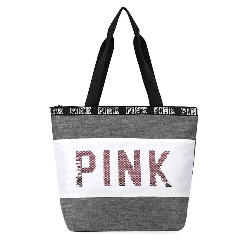 Customizable logo pink travel tote bag for women girls duffle single shoulder bag travel hand bag