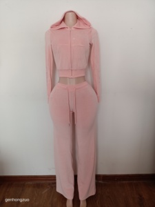 Completo da <span class=keywords><strong>donna</strong></span> in velluto casual personalizzato per ragazze alte, giacca in velluto e pantaloncini, set 2 pezzi, tute sportive - Product Image 5