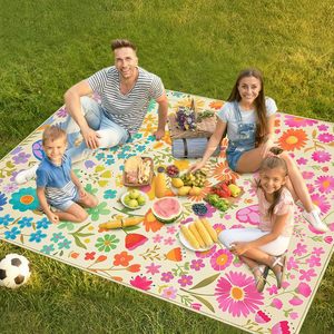 Awufncksn Couverture de pique-nique imperméable à fleurs, 60x80 pouces, tapis d'extérieur pliable - Product Image 2