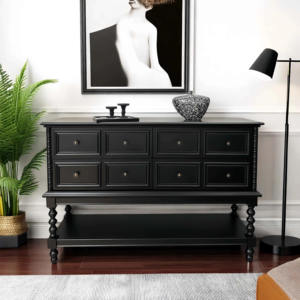 لوح جانبي عصري أسود من خشب البلوط على الطراز الأمريكية متين لغرفة المعيشة ومدخل البهو في شقة صغيرة - Product Image 1