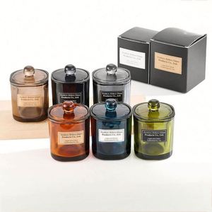 Pot en verre transparent simple pour bougie d'aromathérapie, décoration d'intérieur, tube droit avec couvercle et pot de stockage hermétique - Product Image 1