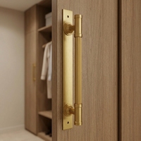 Poignée droite DoorShine pour réfrigérateur, armoire, placard – Poignée de tirage professionnelle en laiton moleté pour réfrigérateur, bouton de porte intérieur en cuivre doré