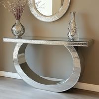 Table console moderne en bois de chêne massif avec plateau en métal et garantie de 5 ans pour salon et usage hôtelier
