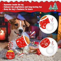 Nouveau thème de Noël mignon personnalisé conception douce peluche grinçant animal de compagnie peluche corde chien ensemble de jouets en gros