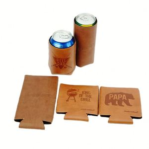 Refroidisseur de canettes personnalisé, isolant pour bière, manchon en néoprène et cuir, support pour canettes, promotion personnalisée, impression par sublimation - Product Image 4