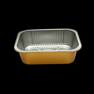 ถาดฟอยล์สี่เหลี่ยมสำหรับใส่อาหารแบบนำกลับบ้าน ขนาด 580 มล. 750 มล. 930 มล. สีทอง ผลิตตามสั่งจากโรงงาน พร้อมฝาปิด - Product Image 2