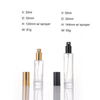 Flacons de parfum de luxe 30ml/50ml avec boîte, conteneur rond en verre transparent avec bouchons en alumine et pulvérisateur – Direct Usine