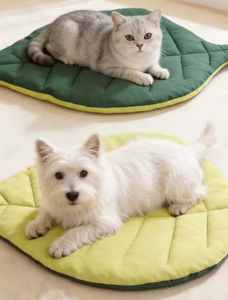 Coussin pour animaux de compagnie multifonction en forme de feuille, tapis pour chat et chien, tapis de sol pour chat, tapis de couchage confortable et doux pour animaux de compagnie, 100 % coton - Product Image 3
