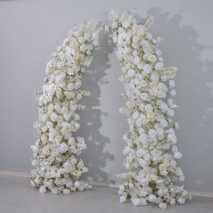 Colonnes de fleurs artificielles pour mariage : roses blanches, orchidées, gypsophile – Décoration florale en soie pour scène – Vente directe usine en gros - Product Image 3