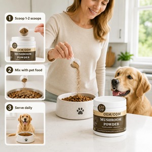 Mezcla de Hongos Orgánicos Patentada OEM para Perros y Gatos, Apoyo Inmunológico, Salud Cognitiva, Suplemento en Polvo de Rápida Absorción - Product Image 5