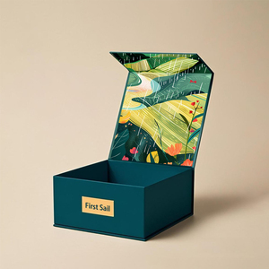 Hộp quà tặng cao cấp bằng bìa cứng gấp, in logo tùy chỉnh, màu đen, dành cho doanh nghiệp nhỏ, có nắp đóng từ tính. - Product Image 1