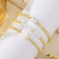 XM Wholesale Fashion Handmade Cicekbileklik Women Jewelry Sea Shell Flower Charm Imitation Pearl Bracelet Set Gift for Her