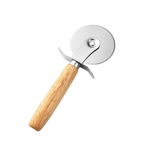 Coupe-<span class=keywords><strong>pizza</strong></span> ultra-affûté avec logo personnalisé, roue en acier inoxydable et manche en bois / Coupe-<span class=keywords><strong>pizza</strong></span> en acier inoxydable style fusée - Product Image 2