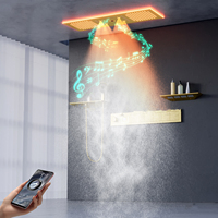 Système de douche encastré Weihao en laiton brossé doré non revêtu avec affichage numérique LED et robinet de douche à température constante