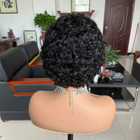 Perruque Lace Front Wig brésilienne 13x4x1, cheveux humains courts, coupe Pixie, boucles, pour femmes noires, en Stock, vente en gros