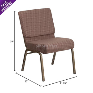 Chaises d'église en métal et tissu en gros, personnalisables, design moderne, avec coussin rembourré rouge, pour théâtre - Product Image 3