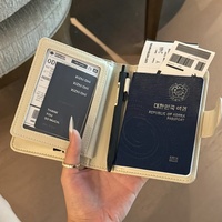 Porte-carnet en PU blanc Milkshake, simple, multifonctionnel, pour billets d'avion, certificats, sac à monnaie, étui de protection antivol, portefeuille