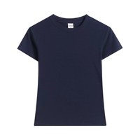 Nouveau T-shirt d'été en coton pour femme, col rond, manches courtes, couleur unie, haut décontracté et ajusté