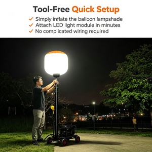 Tour d'éclairage mobile LED tout-en-un sur chariot, trépied portable, puissante tour d'éclairage LED 1000W pour chantier, gonflable - Product Image 3