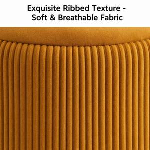 Modern Round Pleated Velvet Ottoman <strong>Set</strong> of 2, 2-in-1 Nesting Footstool with Tray, Multi-functional Seating <strong>Stool</strong> - Product Image 4