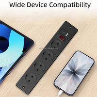 Prise de courant encastrée pour bureau avec prises CA, USB-C et protection contre les surtensions, multiprise dissimulée pour bureau ou bureau à domicile
